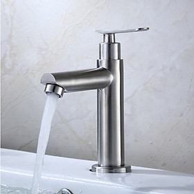 Vòi Lavabo chỉ lạnh trụ tròn SUS304 + dây cấp - Hàng ITALIA 