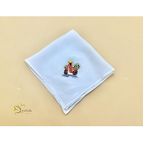 Khăn Tay Thêu ÁO DÀI SenSilk - 100% Pure Silk Hand Embroidery Pocket Square - Quà Tặng Cao Cấp Việt Nam