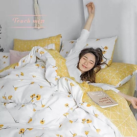 Set Cotton Poly Hàng Nhập Khẩu Nguyên Set 4 Món Hoa Bay Vàng