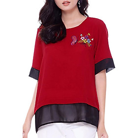 Áo Kiểu Hoa Phối 2 Lớp An Thủy NT638 - Đỏ