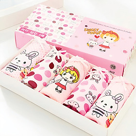 Set 5 quần chip kháng khuẩn cho bé gái, Hộp 5 quần lót cho bé gái 1-12 tuổi xuất Hàn cao cấp chất cotton Baby-S - SC024