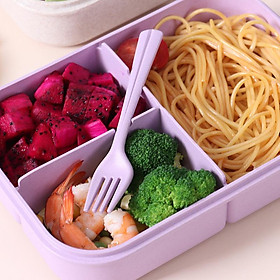 Hộp cơm Bento, Hộp cơm trưa cho trẻ em, Bữa trưa 3 ngăn có thể tái sử dụng với dĩa