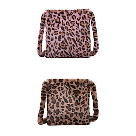 2x Plush Leopard Print Cross-body Shoulder Bag Handbag Bag for Women