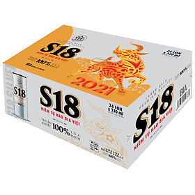 Thùng Bia S18 Silver Mẫu 2021, 24 Lon x 330ml, Lon Cao