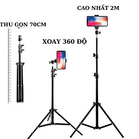 Cây live tik tok livestream chân đứng 2m bi cầu q29 kẹp điện thoại HẠ THẤP ĐƯỢC XUỐNG 80CM