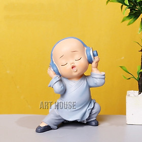 Tượng Chú Tiểu Áo Xanh Yêu Đời- Hàng Chính Hãng