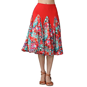 Women  Latin Ballroom Dance Skirt Waltz Flamenco Skirts Red