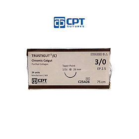 Chỉ phẫu thuật tự tiêu tan chậm CPT Trustigut C Chromic Catgut số 3 0 -