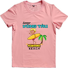 Áo Thun Gia Đình 3 Người Họa Tiết Vũng Tàu Màu Hồng Ruốc