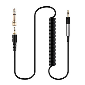 Cáp chuyển đổi tai nghe 2.5mm sang 3.5mm dây lò xo với đầu chuyển đổi 6.35mm cho HD598 HD518 HD558 HD599/HDJ-X5 X7