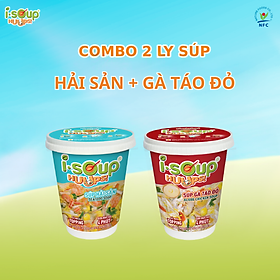 Combo Súp Hải Sản + Súp Gà Táo Đỏ ISOUP HUUPS - Súp Ăn Liền Sấy Thăng Hoa