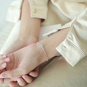 Vòng tay S925 hình khối bọc đá tinh tế