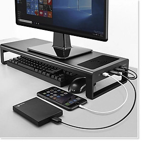 Mua KỆ ĐỠ MÀN HÌNH MÁY TÍNH VAYDEER CAO CẤP tích hợp nhiều cổng sạc (Black)