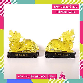 Mua Cặp tượng Tỳ Hưu hổ phách phong thủy chiêu tài nạp lộc - Cao 10cm