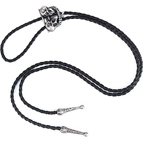 Punk Skeleton Skull Bolo Tie Leather Necktie Necklace Western