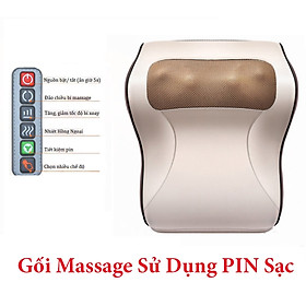 Gối Massage Hồng Ngoại 16 Bi Bản Nâng Cấp, Mát Xa Vai, Cổ, Gáy, Cột Sống Lưng Đa Năng - Pin Sạc An Toàn + Bọc Da Cao Cấp