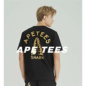 Áo thun nam tay lỡ form rộng nhũ vàng gold luxury APETES Shark vải cotton trumunisex aothununisex