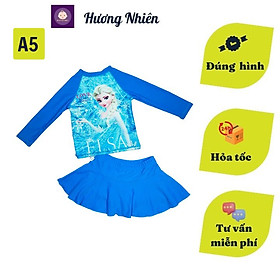 Đồ bơi bé gái tay dài hình Elsa - Pony từ 10-39kg - quần giả váy tạo kín đáo