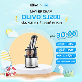 Máy Ép Chậm OLIVO SJ200 Hàng Chính Hãng Ép Kiệt Bã 98 - Tốc Độ Chậm 39 vòngphút - Thương Hiệu Mỹ - Mầu Bạc