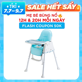 Ghế ăn dặm Đa năng cho Bé với 07 tính năng- 03 chế độ mang lại sự khác biệt, CÓ ĐỆM VÀ BÁNH XE- Màu Xanh dương