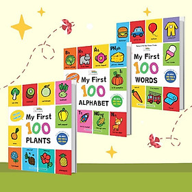 My First 100 Plants + 100 Alphabet - 100 Words - Combo 3 Cuốn - Little Rainbow - Megabook - 