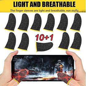 Mua Bao tay chơi game ff siêu nhạy Viền Vàng Găng tay Mobile cảm ứng chống mồ hôi chống trượt - Bộ 10 ngón tặng 1