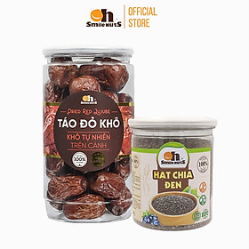 Hình ảnh COMBO SIÊU TIẾT KIỆM _ 1 Táo Đỏ khô Tân Cương Size Jumbo Smilenuts 260g - 1 Hạt chia đen Organic 300g _ Combo giảm cân khoẻ đẹp 