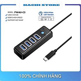 HUB Type C ra 4 Cổng USB 3.0 Orico PW4U-C3 - Hàng Chính Hãng