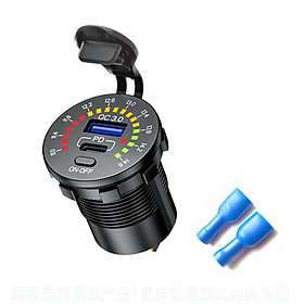 12V Quick Charge 3.0 USB SUV SURER Sạc không thấm nước 18W Loại C PD Outlet Bộ sạc nhanh với vôn kế đèn LED trên công tắc điện tắt
