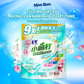 Viên giặt xả Mao Bao - Chống mạt và kháng khuẩn 10g*25 viên (Hương lan nam phi và tuyết tùng)