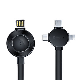 Mua Cáp sạc 4 trong 1 (Lightning- Type-C - Micro) kiêm sạc không dây Qi cho Apple Watch Baseus Star Ring Series Four-in-one Wireless Charging 18cm Deep gray CA1T4-J0G - Hàng Chính Hãng