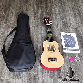 Mua Đàn ukulele cỡ soprano mặt gỗ trắng lưng đỏ cho người mới tập
