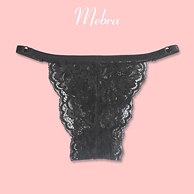 Quần lót nữ ren dây màu đen kiểu dáng sexy thương hiệu Mebra, ren hoa mềm co giãn thấm hút tốt không gấp nếp MED003