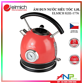 Ấm đun siêu tốc Elmich KEE-1776 (Mầu Đỏ, Dung Tích 1,8 Lít, Công Suất 2200W, Có đồng hồ báo nhiệt độ nước) - Hàng Chính Hãng