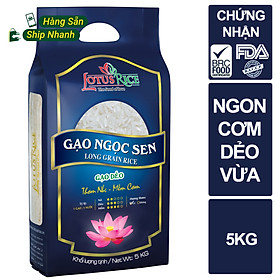 Gạo Ngọc Sen Lotus Rice 5kg - Cơm mềm dẻo ít - Chuẩn xuất khẩu
