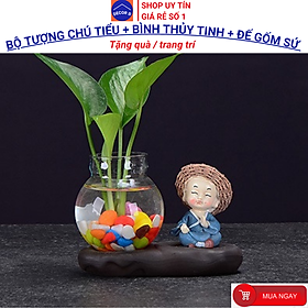 Mua Bộ tượng chú tiểu  tượng trang trí  bình hoa thủy tinh  lọ hoa thủy tinh decor trồng cây nuôi cá – Trang trí  tặng quà