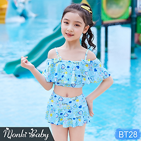 Đồ bơi 2 mảnh bé gái loại đẹp, bộ bikini cao cấp cho trẻ em nữ dễ thương, áo tắm công chúa mẫu mới, chất thun bơi lạnh Lycra đẹp | BT28