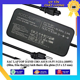 SẠC LAPTOP dùng cho ASUS 19.5V-9.23A (180W) (Slim, Đầu thường) kích thước đầu ghim (5.5 x 2.5 mm) - Hàng Nhập Khẩu New Seal