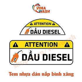 Decal nhựa cảnh báo đổ dầu Diesel cho xe ô tô chạy máy dầu