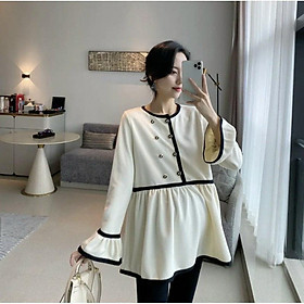 Áo bầu dài tay đẹp mùa thu cotton pha thô
