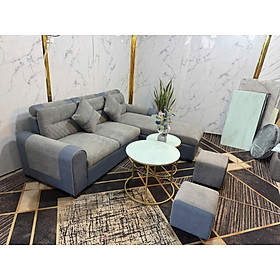 Sofa góc Juno Sofa màu xám Grey Sofa 2m2 x 1m5 -2 đôn và tặng bàn