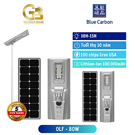 Đèn Đường Năng Lượng Mặt Trời 80W Blue Carbon BCT-OLF-80W,100W, 120W Cảm Biến Ánh Sáng Có Remote Chống Nước