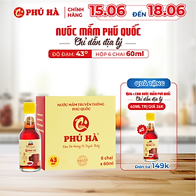 Nước mắm Phú Quốc Chỉ Dẫn Địa Lý Phú Hà 43 độ đạm - Hộp 6 chai 60ml