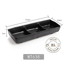Mua Muối tiêu tròn - lá   1-2-3 ngăn Melamine 100% Ngọc Đen Mờ | ĐĨA MUỐI TIÊU vật liệu MELAMINE ĐEN NGỌC HÀN