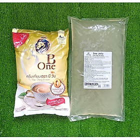 Combo Bộ Trà Sữa Huyền Thoại 1 Kg Bột Kem B-ONE Và 2 Kg Trân Châu 3Q Sea Jelly Trắng