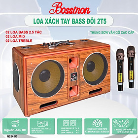 Loa karaoke xách tay bass 2T5 đôi BOSSINON N2563K- Hàng Chính Hãng, công suất siêu khủng lên đến 1200W, siêu đẹp