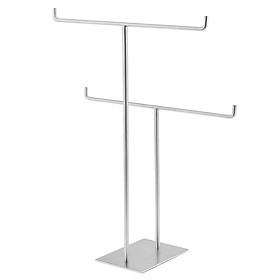 Stainless Steel Retail Store Scarf Display Free Stand Holder Bath Hand Towel Rack Organizer Double Bar Rails