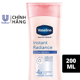 Sữa dưỡng thể Vaseline Instant Radiance sáng da gấp 4 lần với vi chất phản quang cho da sáng khỏe mịn màng 200ml