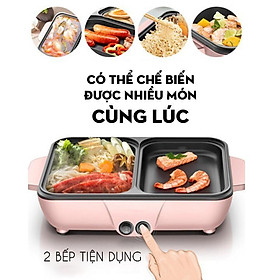 Bếp Nướng Lẩu 2 In 1 Mini Hàn Quốc - Bếp Điện Đa Năng Cofy -Nồi Đôi Mini Nướng Và Lẩu Cofy 2 Trong 1 - Hàng Chất Lượng