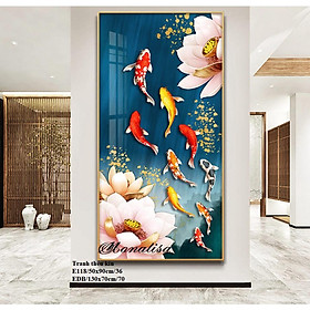 Mua TRANH THÊU CÁ CỬU NGƯ QUẦN HỘI E118 (50X90) EDB (130X70) - TRANH CHƯA THÊU